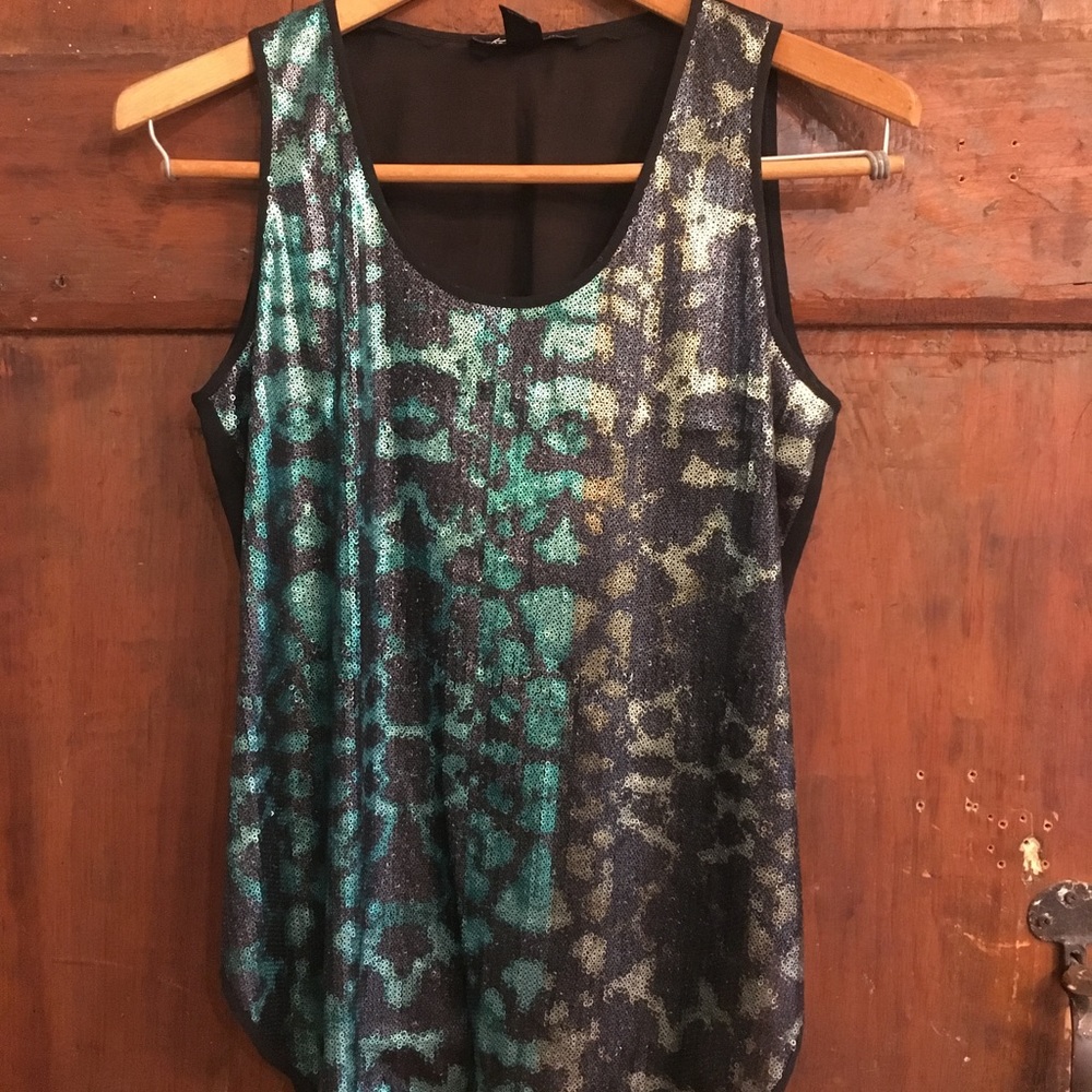 Kenneth Cole Sequined Snake Skin Pattern Top